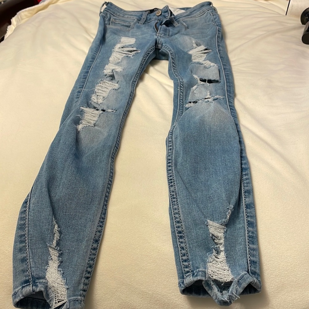 Hollister cropped ripped jeans